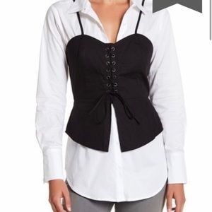 Ro & De Lace-up Corset Blouse